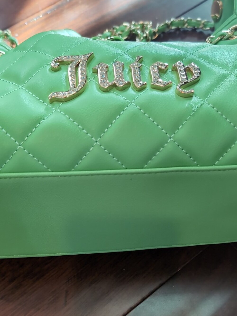 Juicy Couture Quilted Lime Green Shoulder Bag with Gold Hardware - Picture 4 of 5
